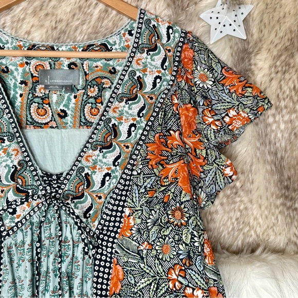 Anthropologie Blue Green Astrid Tunic Floral Dress - Picture 3 of 11